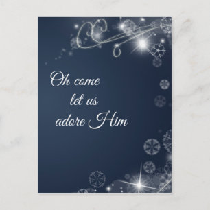 Oh Come Let us Adore Him Christian Christmas Holiday Postcard