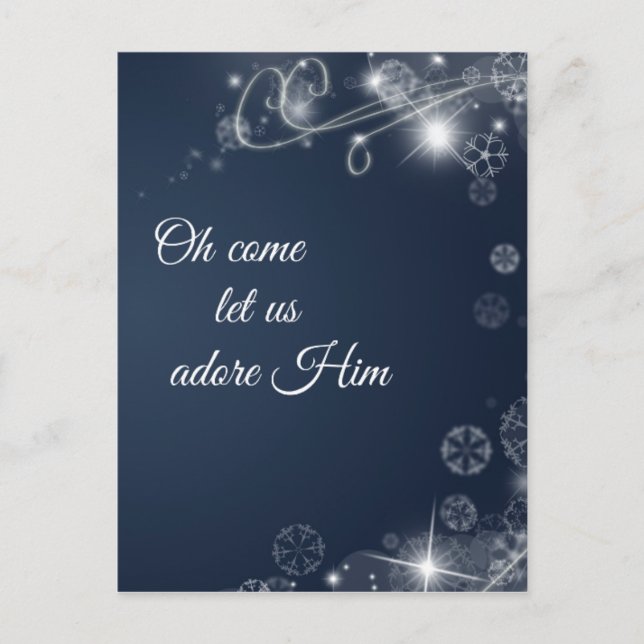 Oh Come Let us Adore Him Christian Christmas Holiday Postcard (Front)