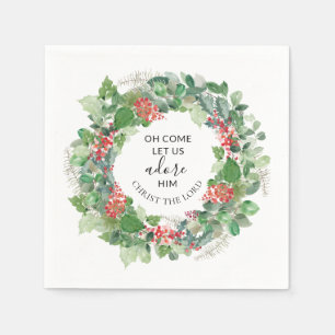 Oh Come Let Us Adore Him Christian Christmas Napkins