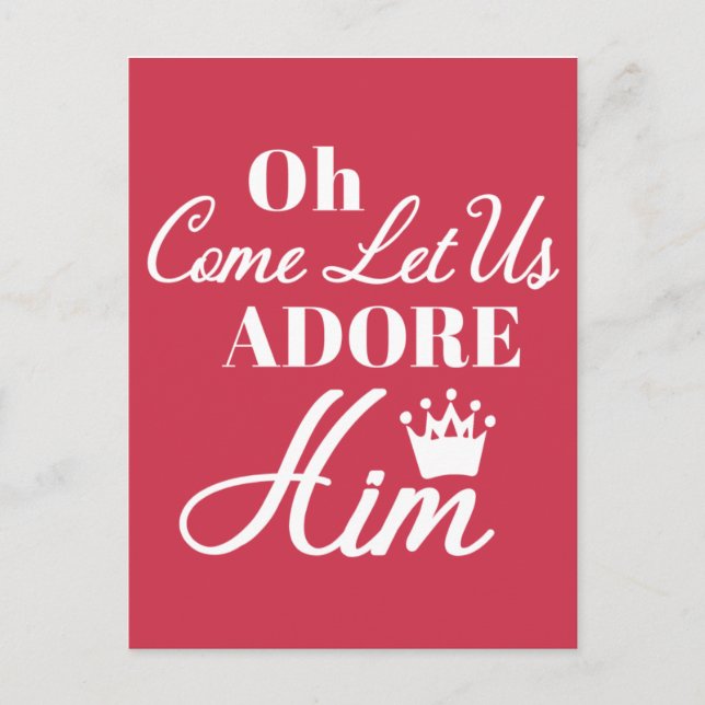 Oh Come Let Us Adore Him Christian Christmas Postcard (Front)