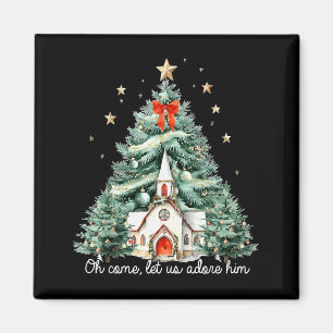 Oh Come Let Us Adore Him Christian Jesus Christmas Magnet