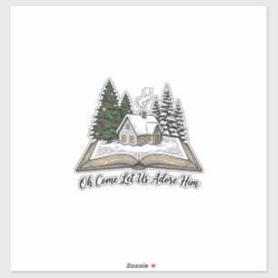 Oh Come Let Us Adore Him Christmas Book Design_1 Sticker