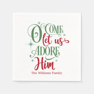 Oh Come Let Us Adore Him Christmas Napkins