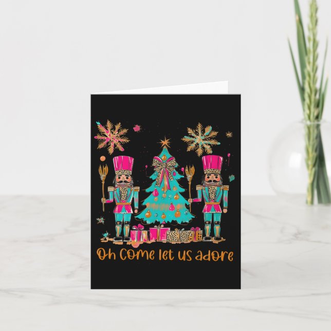 Oh Come Let Us Adore Him Christmas Nutcracker Squa Card (Front)