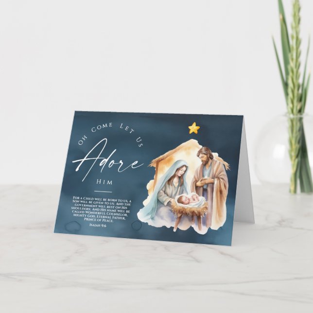 Oh Come Let Us Adore Him Christmas Printable Card (Front)