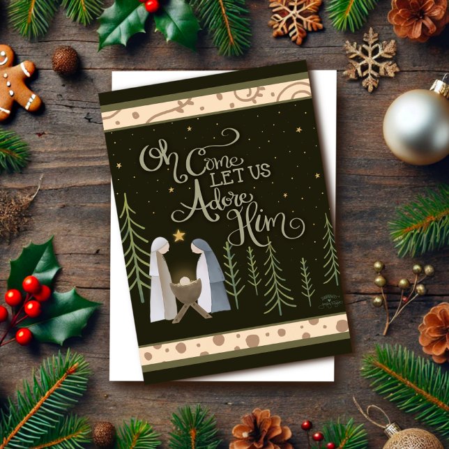 Oh Come Let Us Adore Him Jesus Christmas  Card (Creator Uploaded)