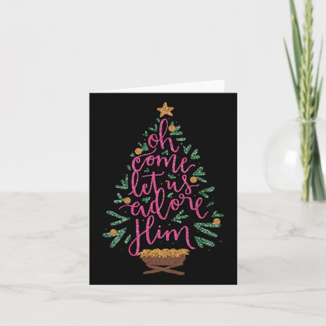 Oh Come Let Us Adore Him Jesus Christmas Christian Card (Front)