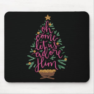 Oh Come Let Us Adore Him Jesus Christmas Christian Mouse Pad