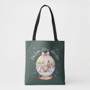 Oh Come Let Us Adore Him Jesus Xmas Pink Coquette  Tote Bag