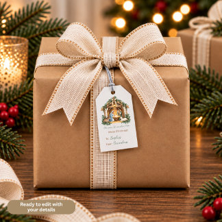 Oh Come Let Us Adore Him Nativity Scene Gift Tags