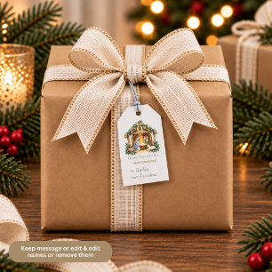 Oh Come Let Us Adore Him Nativity Scene Gift Tags