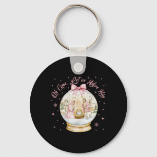 Oh Come Let Us Adore Him Nativity Scene Snow Globe Keychain