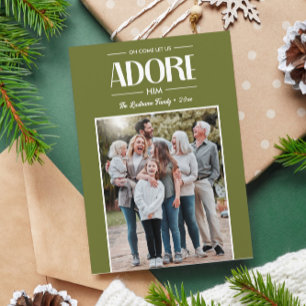 Oh Come Let Us Adore Him SAGE Christian Photo  Holiday Card