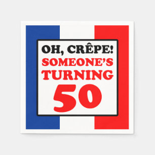 Oh Crepe French Flag 50th Birthday Napkins