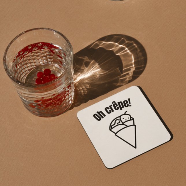 Oh crêpe! Funny Cute Minimalistic Food Beverage Coaster (Creator Uploaded)
