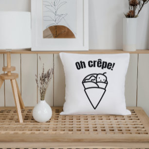Oh crêpe! Funny Cute Minimalistic Food Throw Pillow