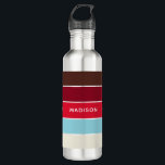 Oh Cupcake Color Block Personalized Name Stainless Steel Water Bottle<br><div class="desc">This colorful and modern design features a color-block pattern in shades of red and blue with your personalized name</div>