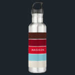 Oh Cupcake Color Block Personalized Name Stainless Steel Water Bottle<br><div class="desc">This colorful and modern design features a color-block pattern in shades of red and blue with your personalized name</div>
