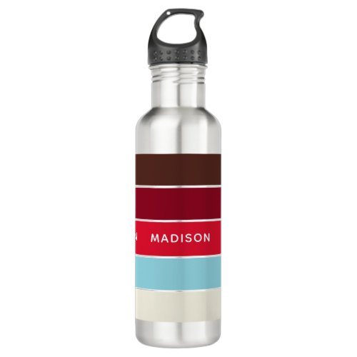 Oh Cupcake Color Block Personalized Name Stainless Steel Water Bottle