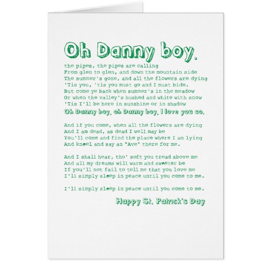 Oh Danny boy! Cards (Front)