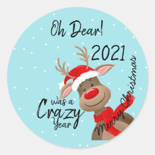 Oh dear! 2021 was a crazy year postcard classic round sticker