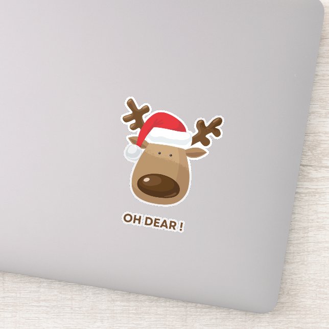 Oh Dear Funny Reindeer Christmas for Nature Lovers Sticker (Detail)