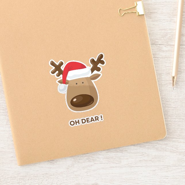 Oh Dear Funny Reindeer Christmas for Nature Lovers Sticker (Notebook)