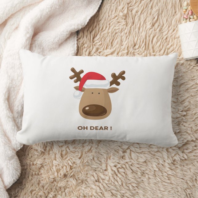Oh Dear Funny Reindeer Christmas whimsical font  Lumbar Pillow (Blanket)