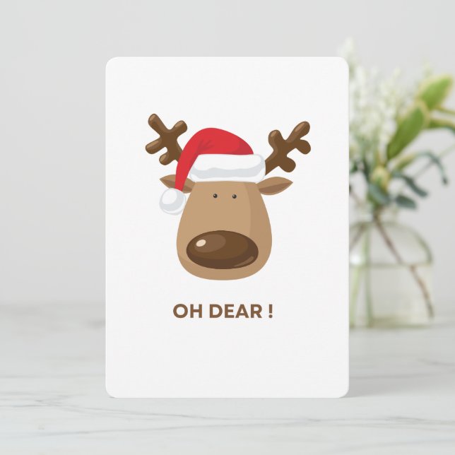 Oh Dear Funny Reindeer Christmas Youth groups Holiday Card (Standing Front)