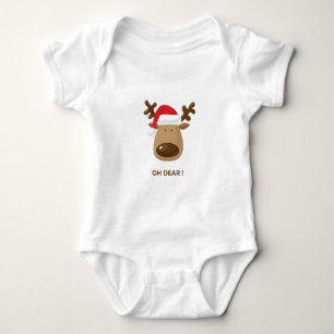 Oh Dear! Funny Reindeer Holiday Gift for moms Baby Bodysuit