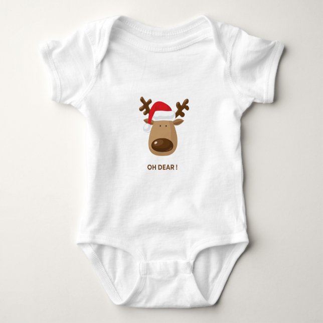 Oh Dear! Funny Reindeer Holiday Gift for moms Baby Bodysuit (Front)