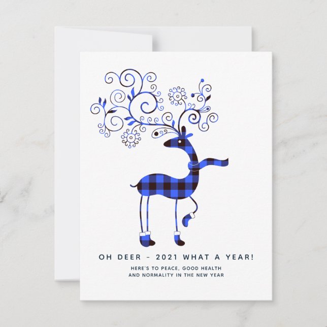 Oh Deer 2021 what a year! Christmas Holidays Plaid (Front)