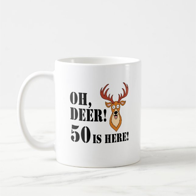 Oh Deer 50th Birthday Coffee Mug (Left)