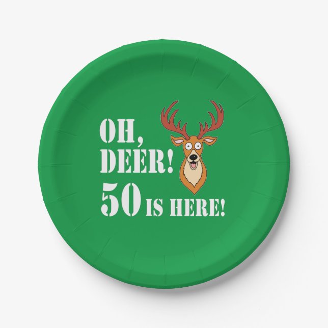 Oh Deer 50th Birthday Paper Plates (Front)