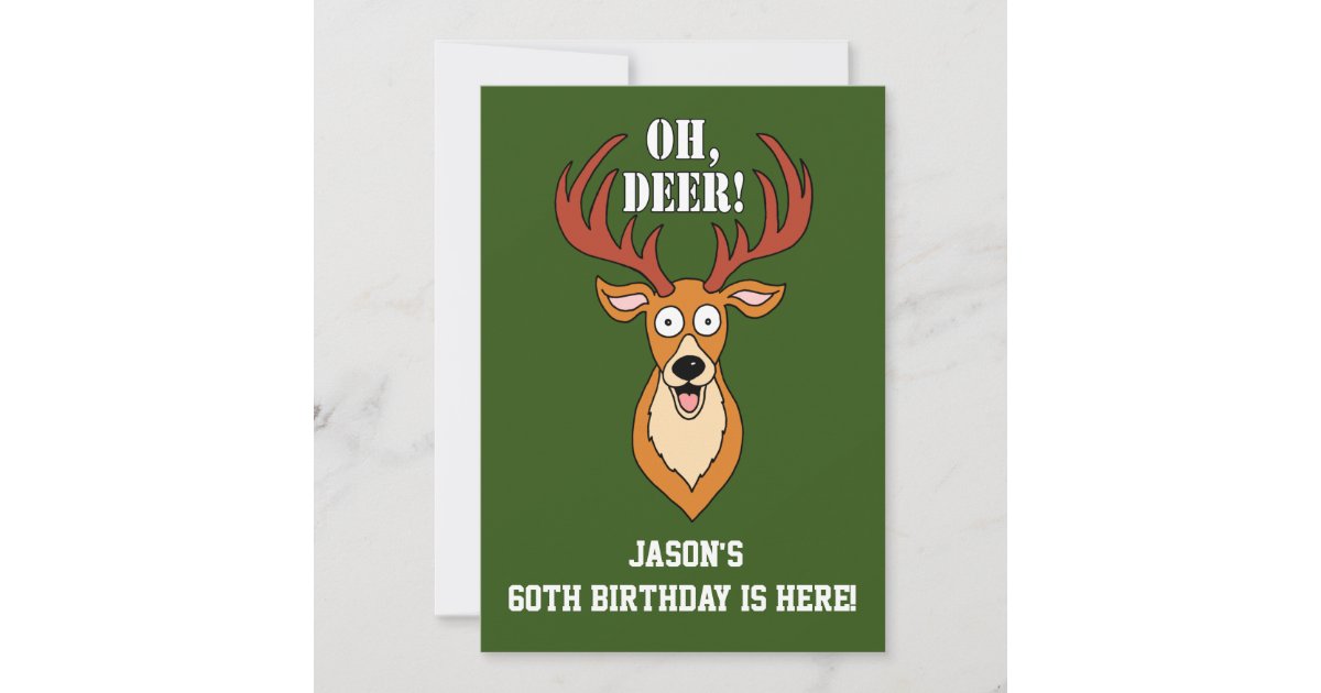 Oh Deer 60th Birthday Personalized Invitation | Zazzle