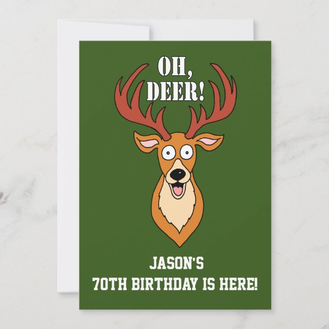 Oh Deer 70th Birthday Personalized Invitation (Front)