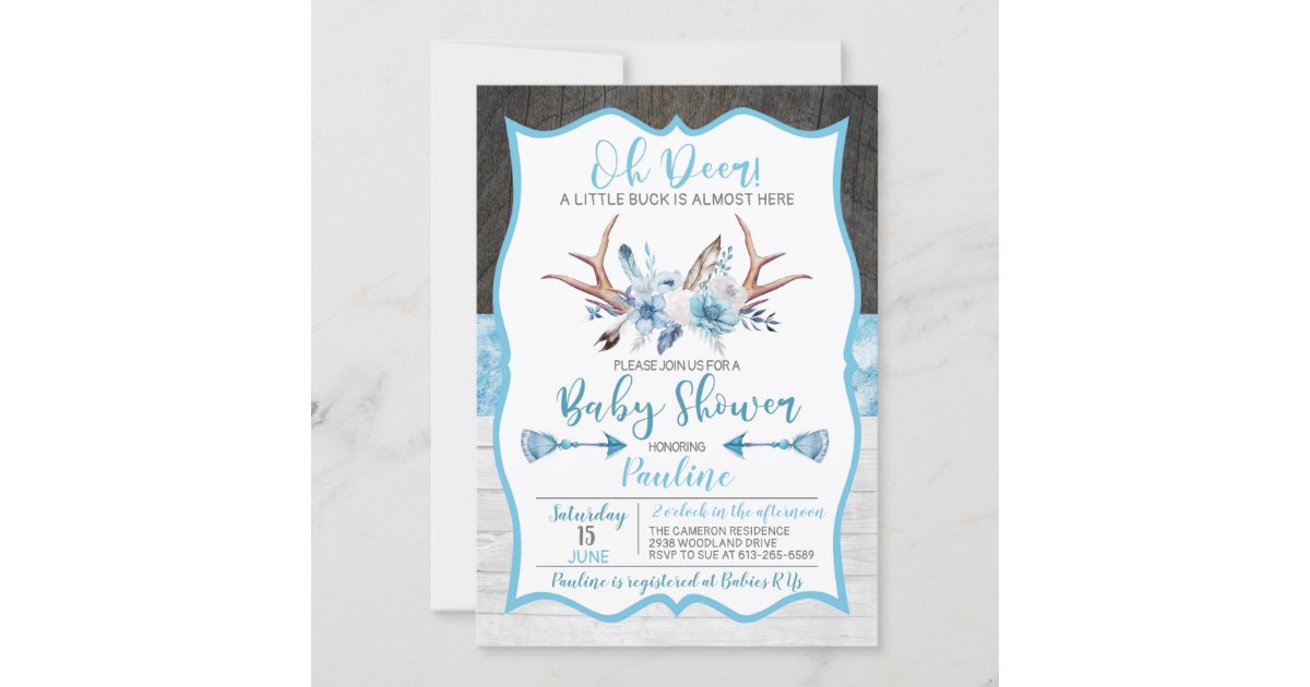 Oh Deer a little Buck is almost here Baby Shower Invitation | Zazzle