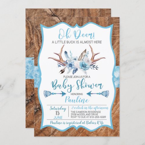 Oh Deer a Little Buck is almost here Baby Shower Invitation