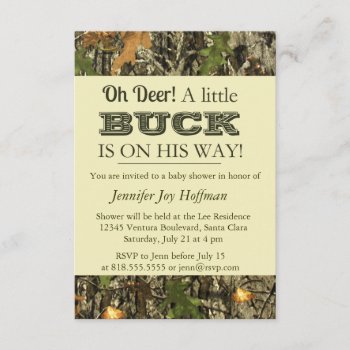 Oh Deer  A Little Buck Is On His Way! Camo Invite by CleanGreenDesigns at Zazzle