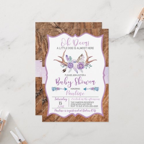 Oh Deer a little Doe almost here Baby Shower Invit Invitation