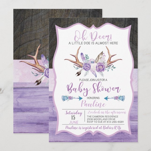 Oh Deer a little Doe almost here Baby Shower  Save The Date (Front/Back)