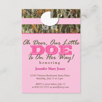 Oh Deer  A Little Doe Is On Her Way! Camo Invite by CleanGreenDesigns at Zazzle