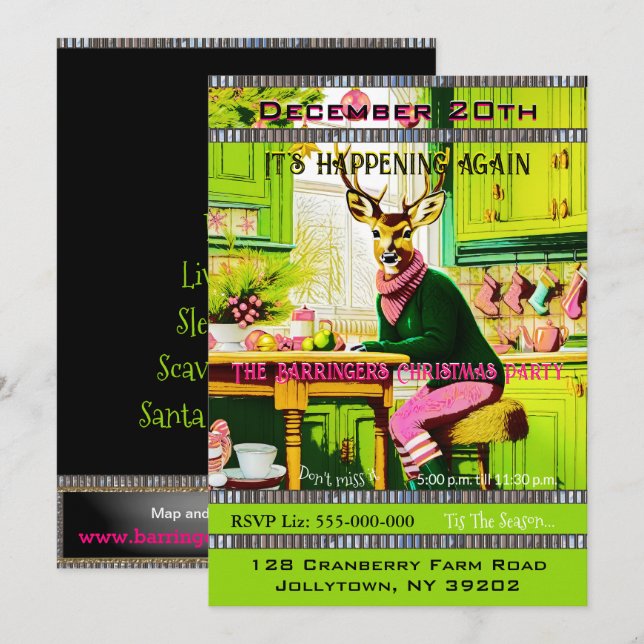 Oh Deer Annual  Christmas Party Invitation (Front/Back)