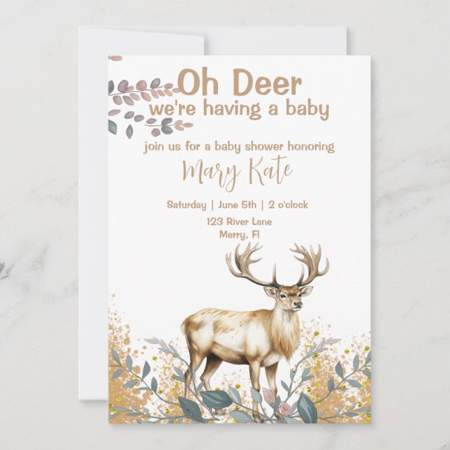 Oh Deer Baby Boy Shower Invitation (Front)