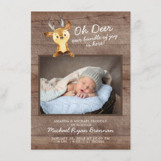 Oh Deer Baby Boys Photo Birth Announcement
