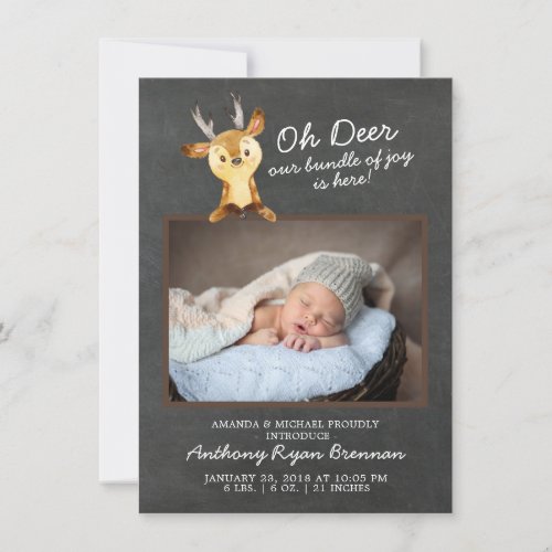 Oh Deer Baby Boys Photo Birth Announcement