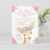 Oh Deer Baby Girl Shower Invitations (Standing Front)