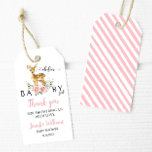 Oh deer baby girl shower thank you Gift Tags<br><div class="desc">Cute pink watercolor oh deer baby girl shower floral thank you gift tags.</div>