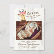 Oh Deer Baby Girls Photo Birth Announcement