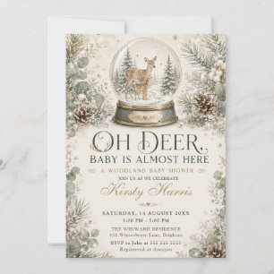 Oh Deer Baby Is Almost Here Woodland Baby Shower Invitation